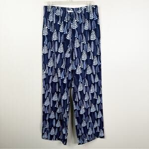 NEW Garnet Hill Flannel Sleep Pants Womens Small Blue Organic Pima Cotton